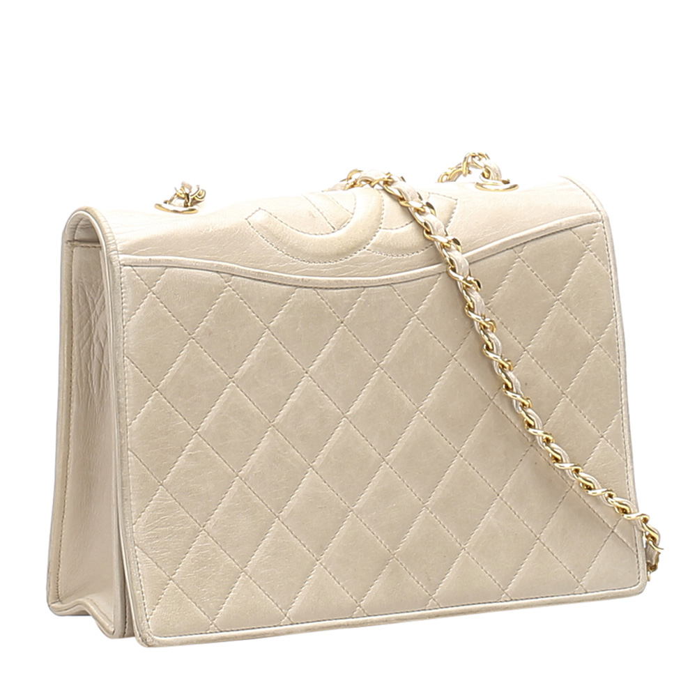 

Chanel Brown/Beige Lambskin Leather Quilted Shoulder Bag