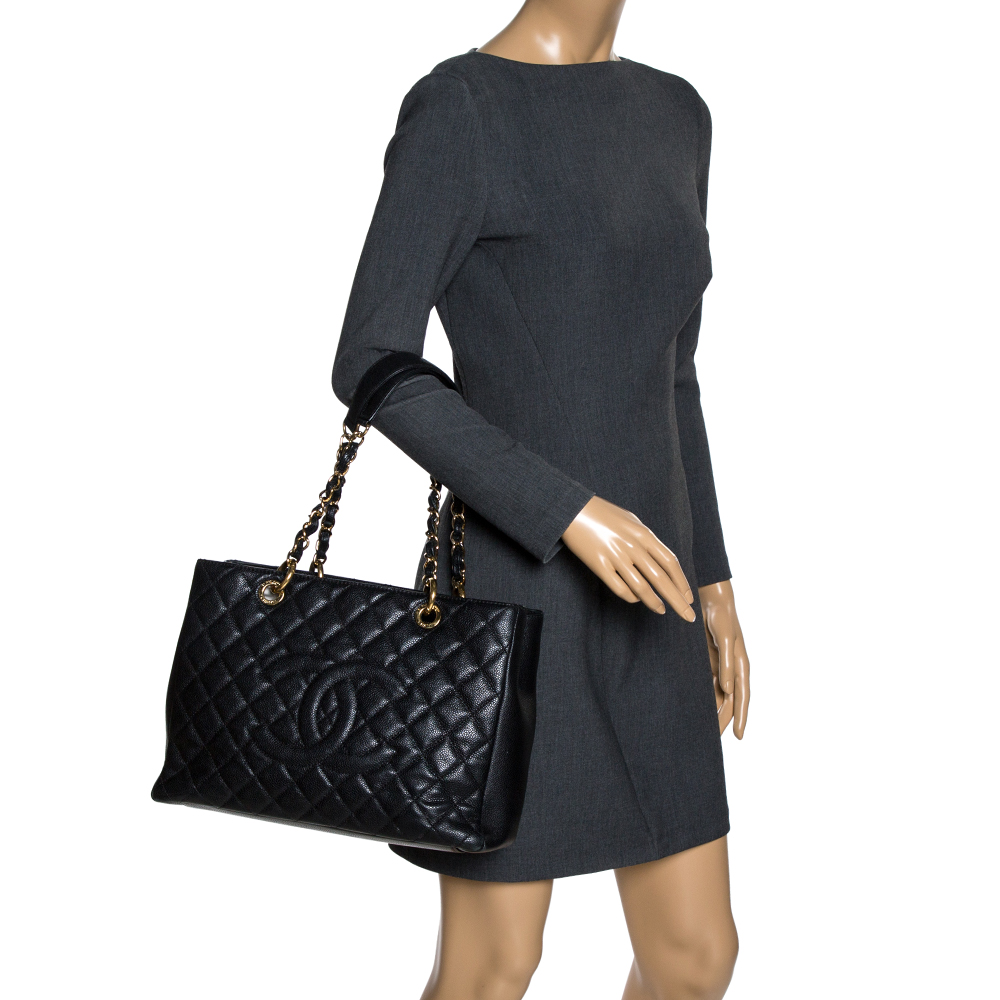 

Chanel Black Quilted Caviar Leather Grand Shopping Tote