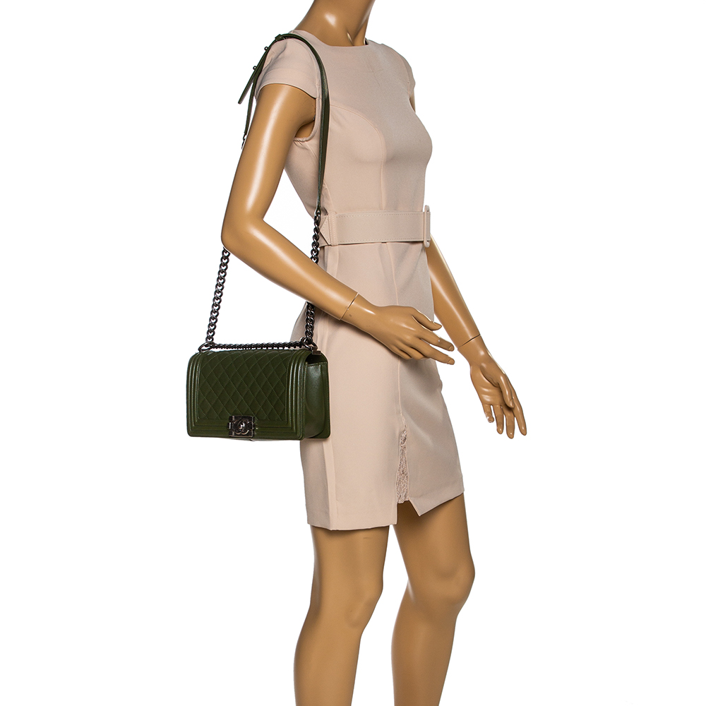 

Chanel Green Quilted Leather Medium Boy Flap Bag