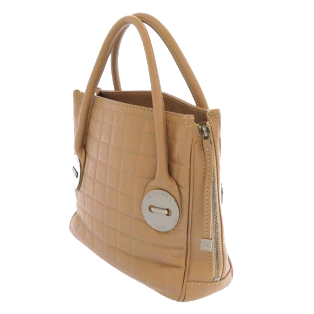 

Chanel Brown/Beige Leather Choco Bar Soft Tote Bag