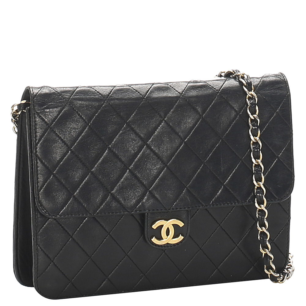 

Chanel Black Leather Matelasse Flap Shoulder Bag