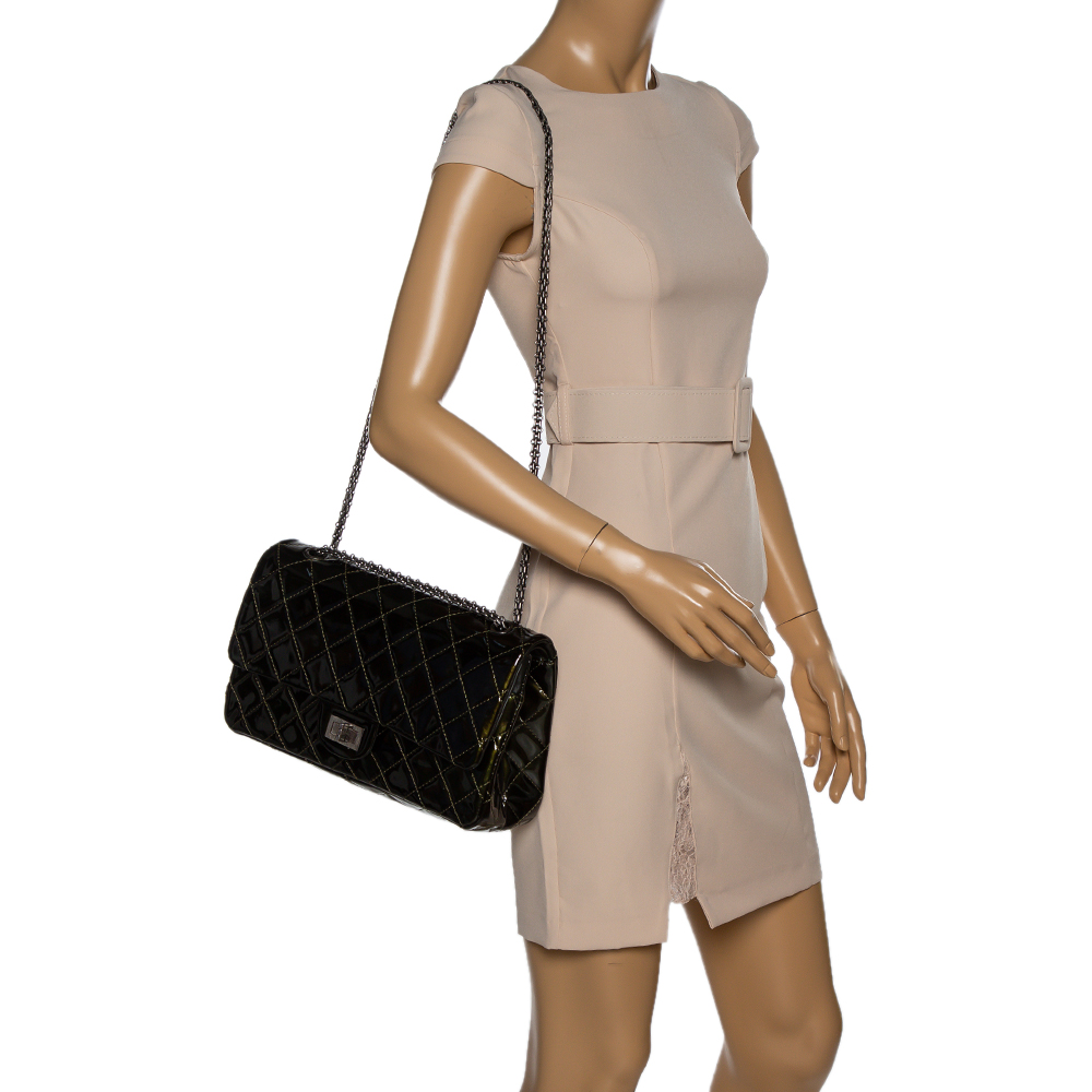 

Chanel Green Quilted Patent Leather Reissue 2.55 Classic 227 Flap Bag