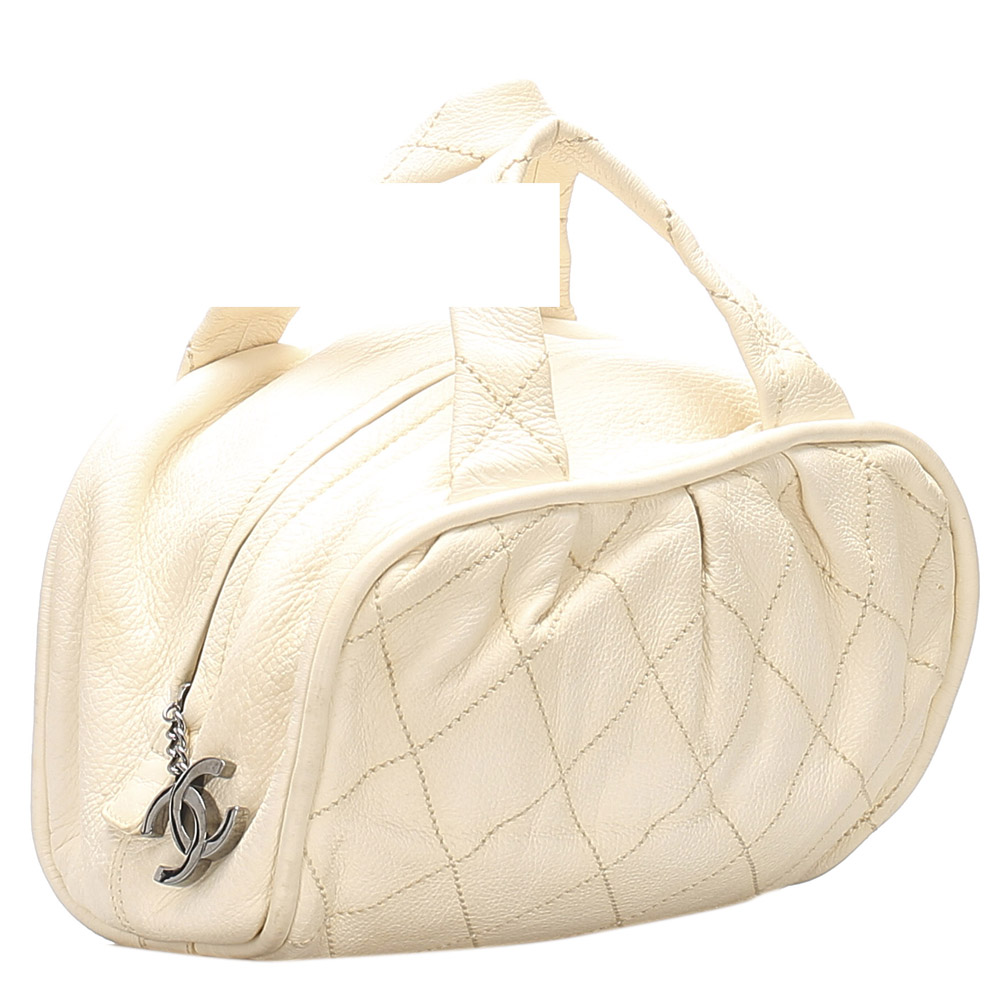 

Chanel White CC Wild Stitch Leather Satchel Bag