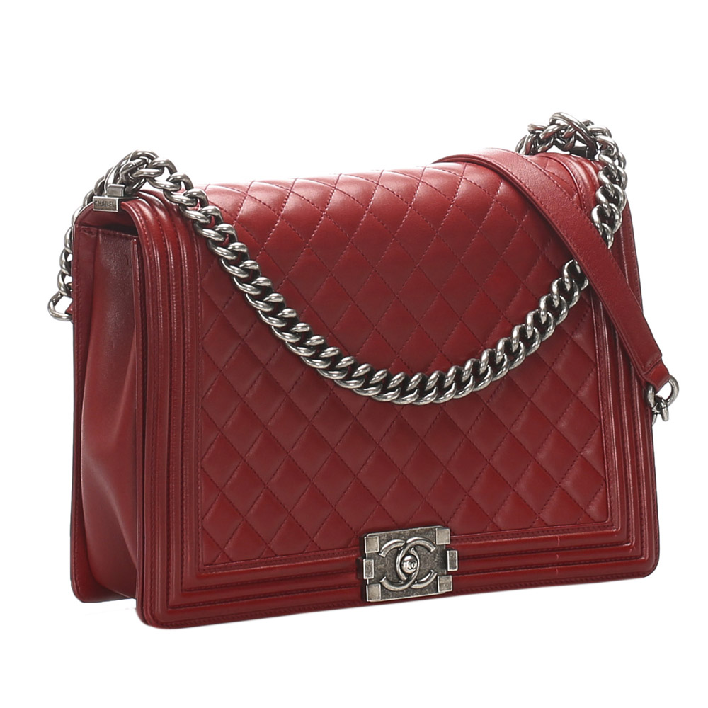 

Chanel Red Lambskin Leather  Boy Shoulder Bag