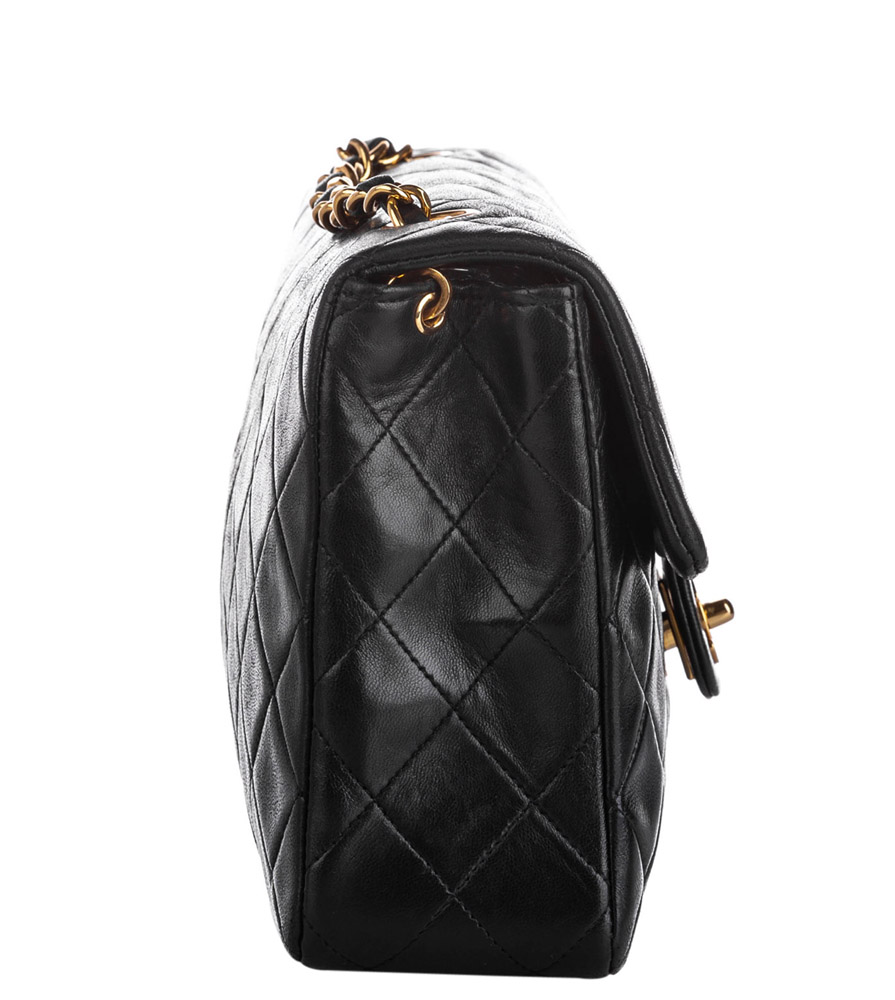 

Chanel Black Mini Classic Square Vintage Lambskin Leather Single Flap Bag
