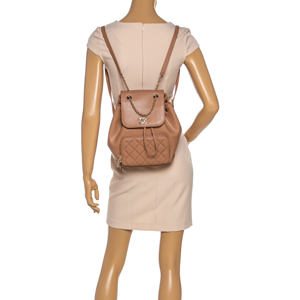 

Chanel Beige Quilted Caviar Leather Business Affinity Backpack