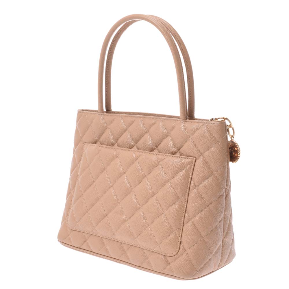 

Chanel Beige Quilted Caviar Leather Medallion Bag