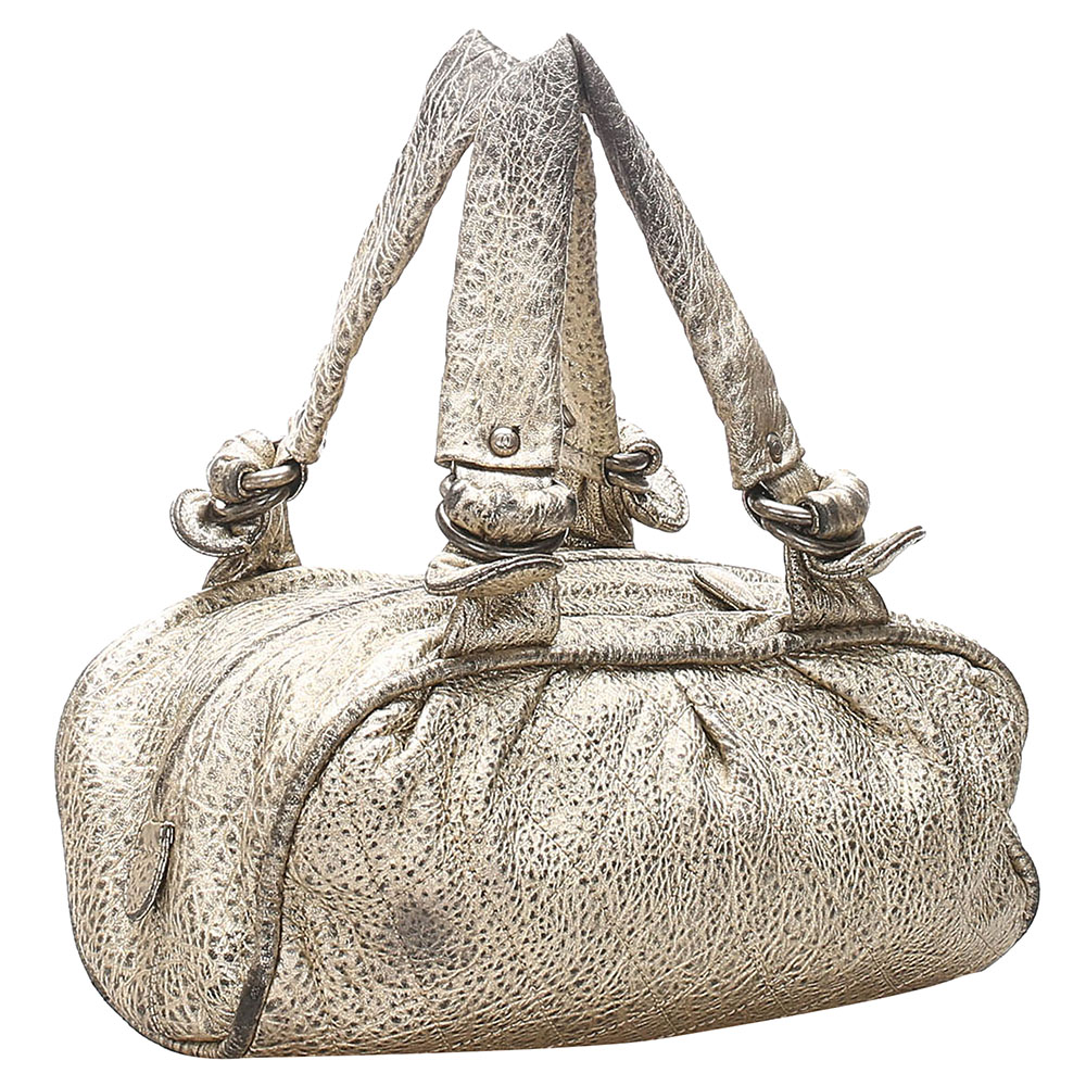 

Chanel Silver Matelasse Metallic Leather Vintage Shoulder Bag