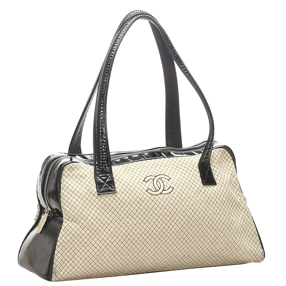 

Chanel Brown/Beige CC Quilted Canvas Vintage Shoulder Bag