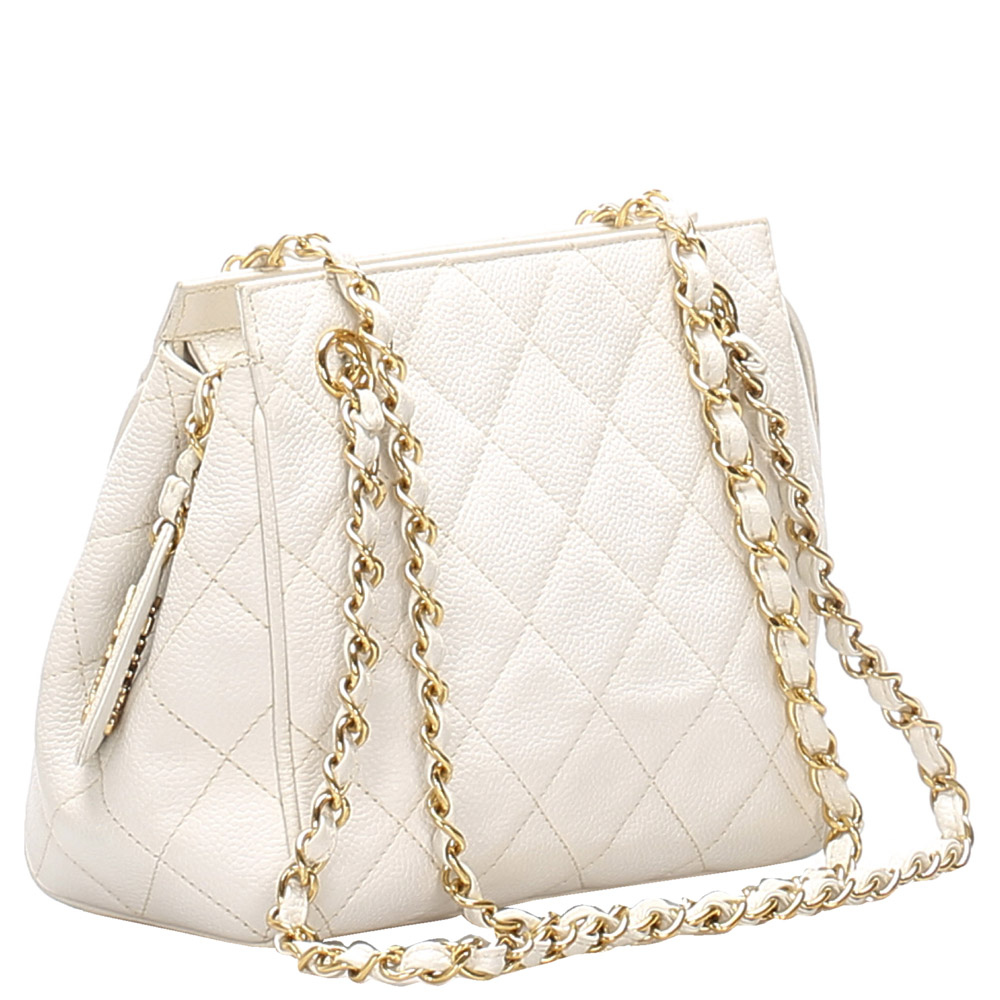 

Chanel White Caviar Leather Shoulder Bag