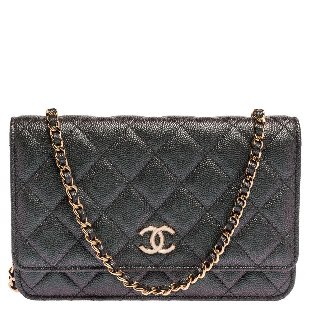 Chanel Holographic Quilted Caviar Leather Classic Wallet On Chain ...