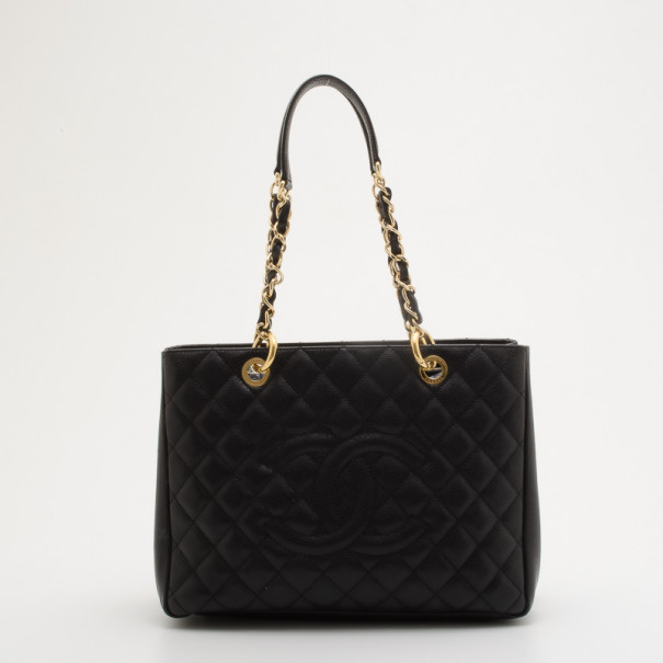 مملوكة مسبقًا Chanel Black Quilted Caviar Leather Grand XL Shopping Tote