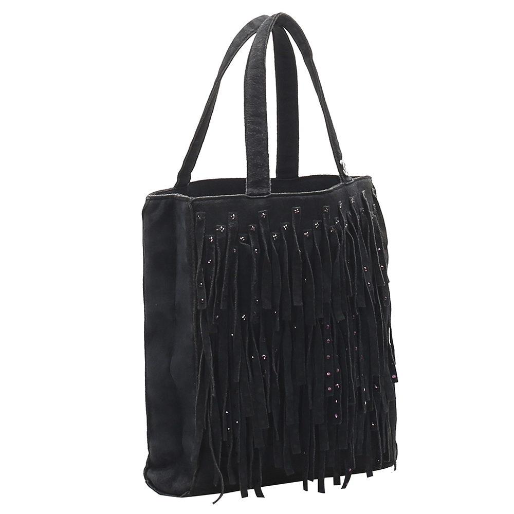 

Chanel Black Suede Vintage Fringe Bag