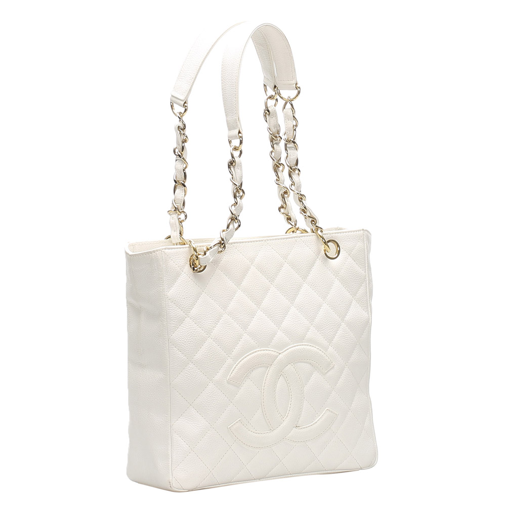 

Chanel White Caviar Leather Petite Shopping Bag