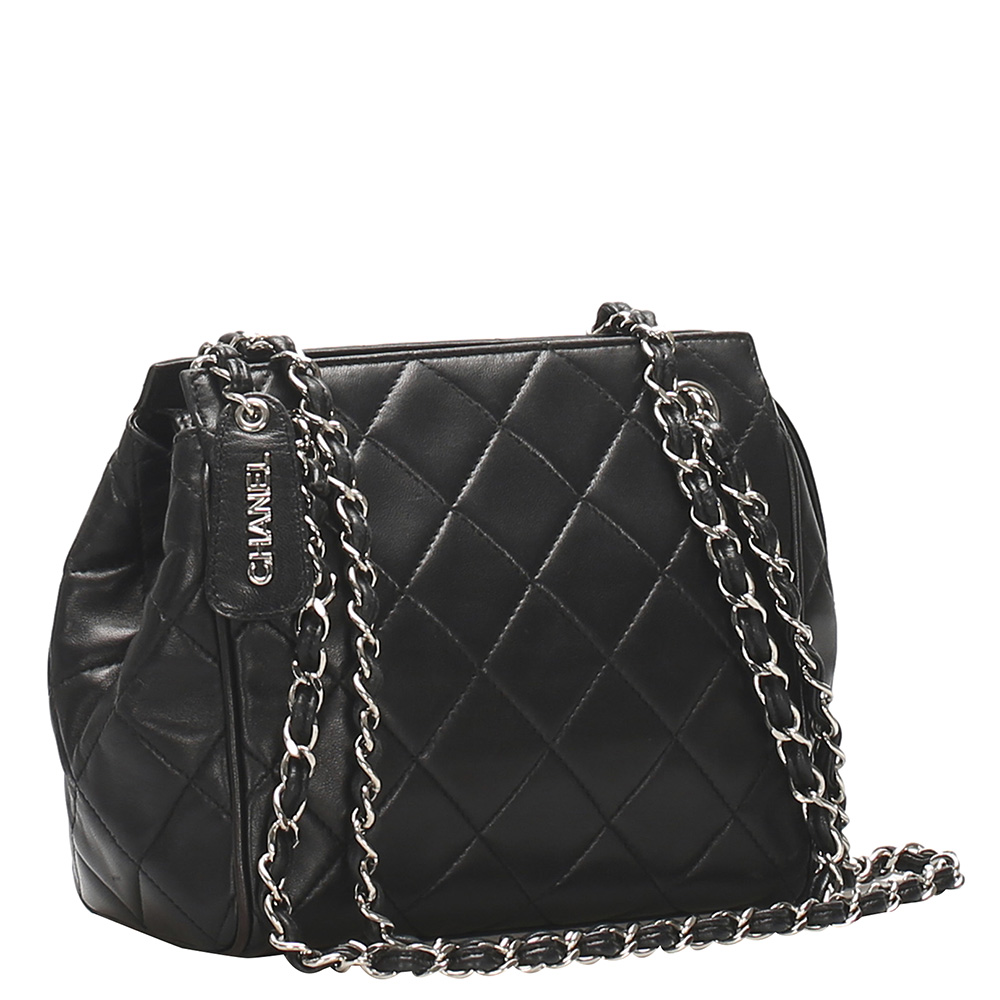 

Chanel Black Lambskin Leather Vintage Quilted Bag