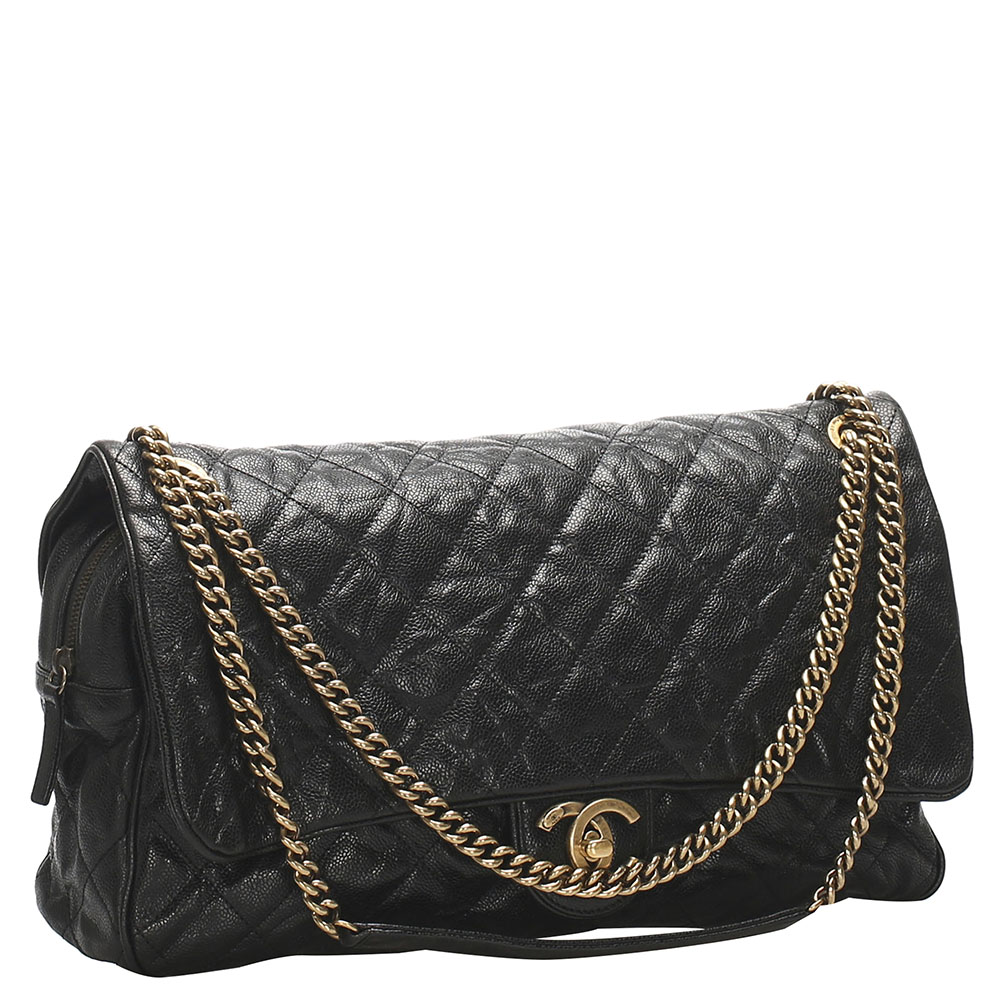 

Chanel Black Caviar Leather Timeless Flap Bag