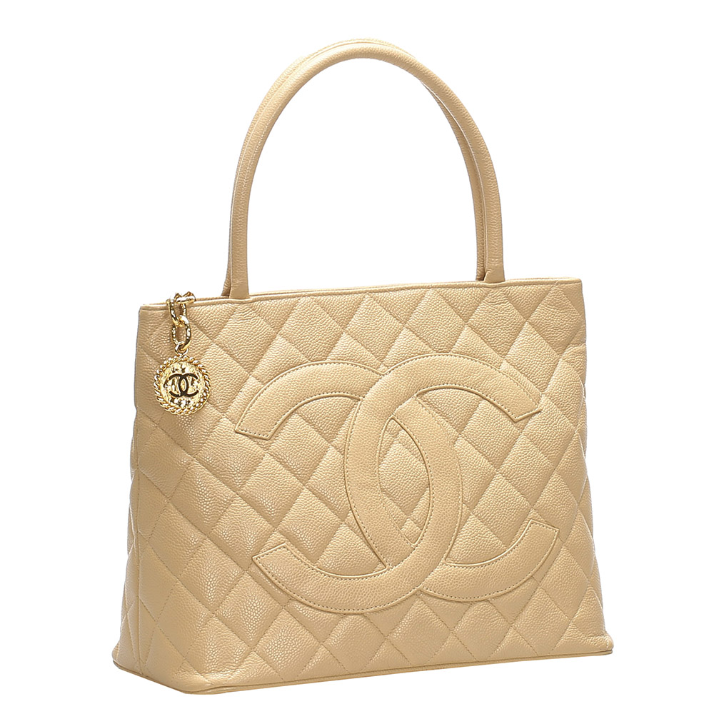 

Chanel Beige Caviar Leather Medallion Bag