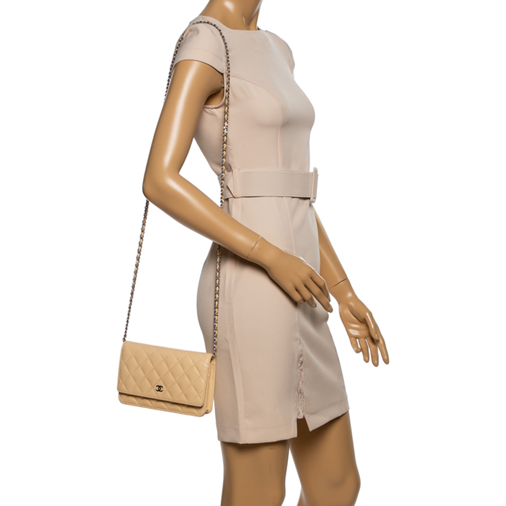 

Chanel Beige Quilted Leather Wallet On Chain