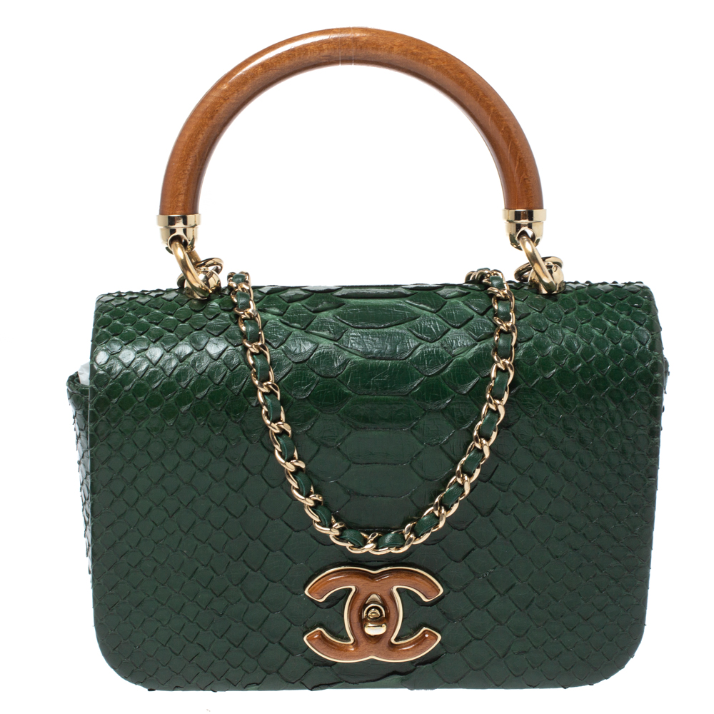 chanel green python bag