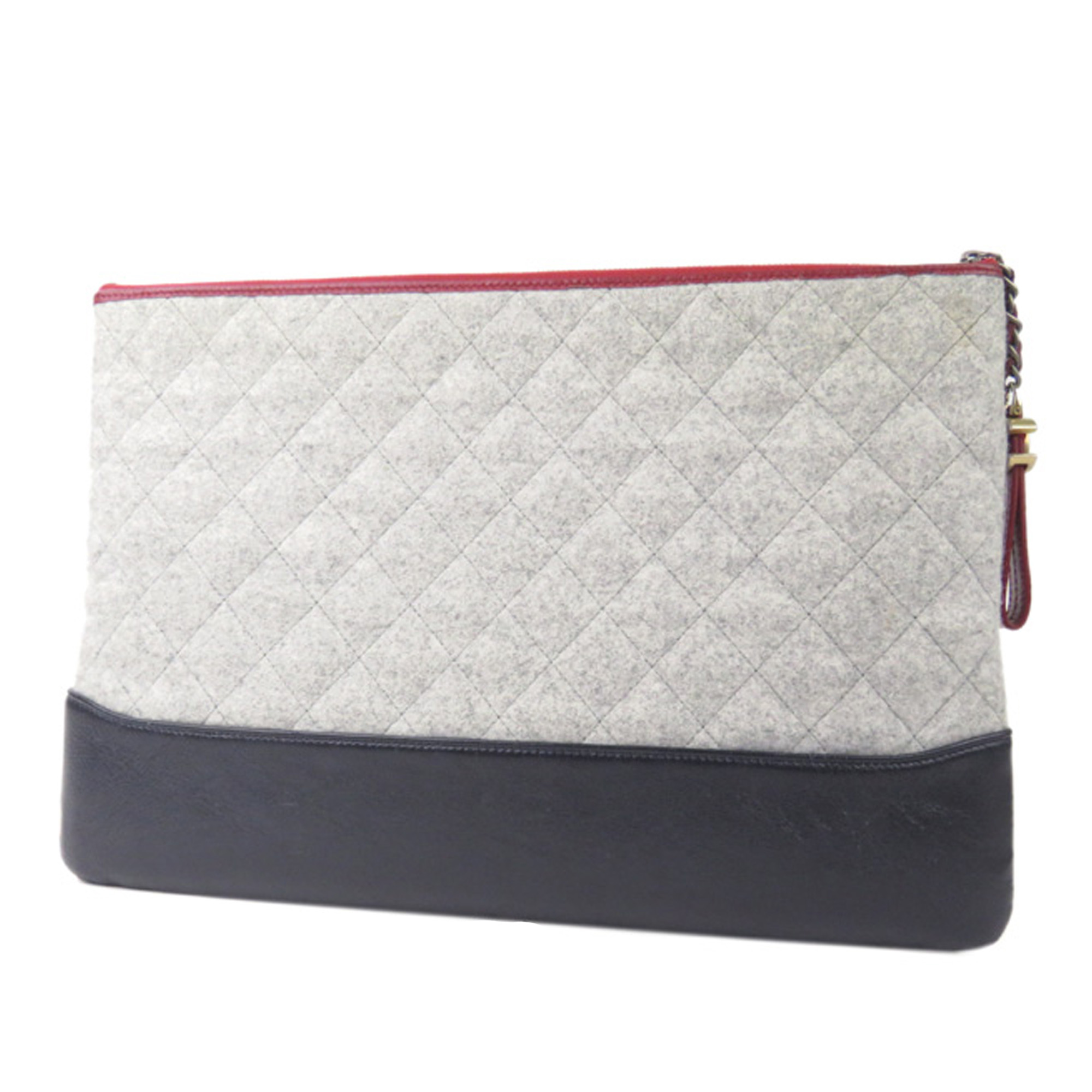 

Chanel Multicolor Fabric and Wool Vintage Gabrielle Clutch, Grey