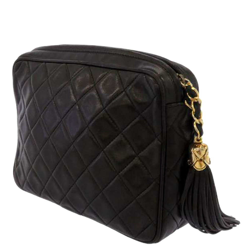 

Chanel Black Lambskin Leather Vintage Camera Bag