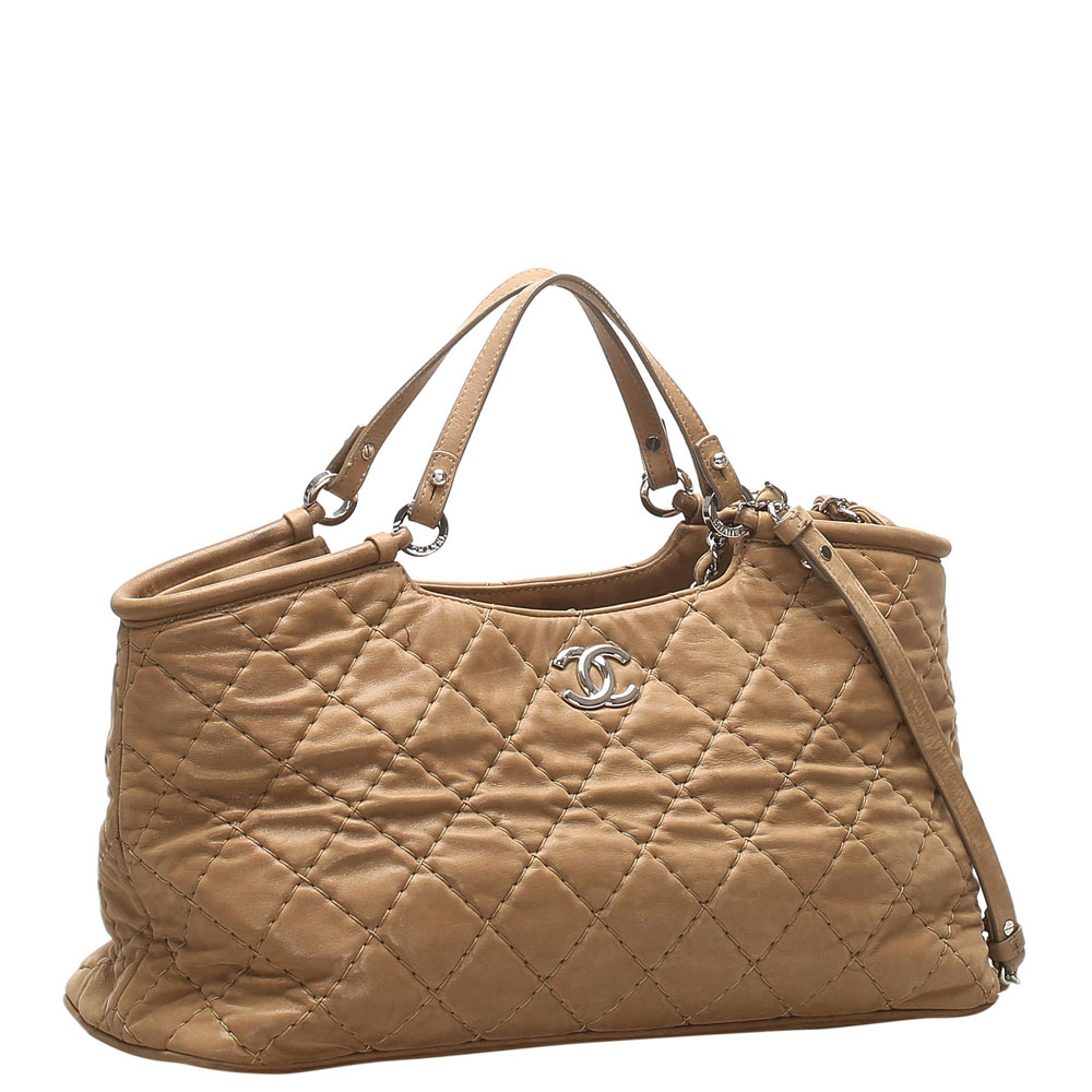 

Chanel Brown Quilted Lambskin Leather Vintage Taupe Bag