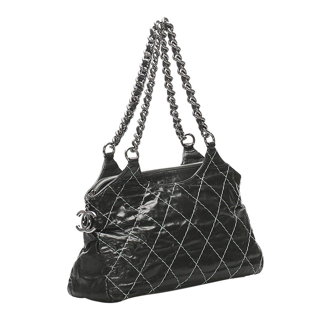 

Chanel Black Quilted Calf Leather Double Stitch Bag