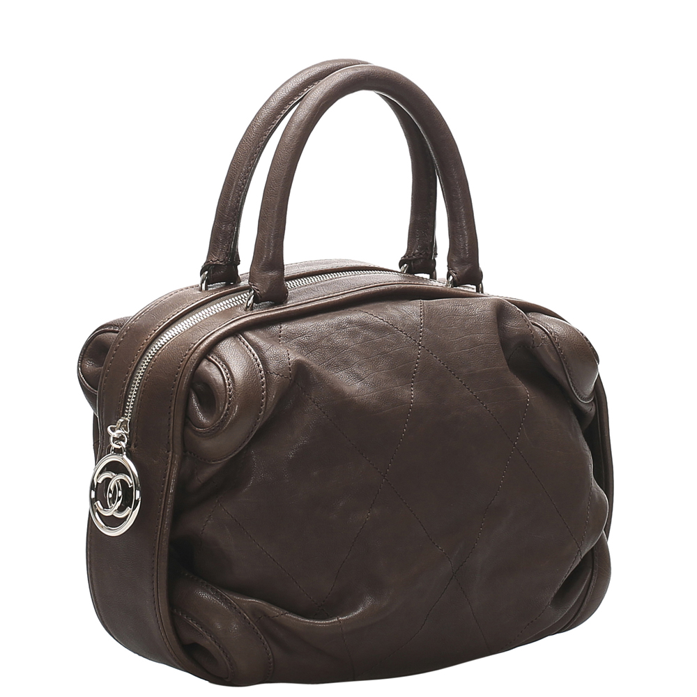 

Chanel Brown Quilted Leather Bowling Bag