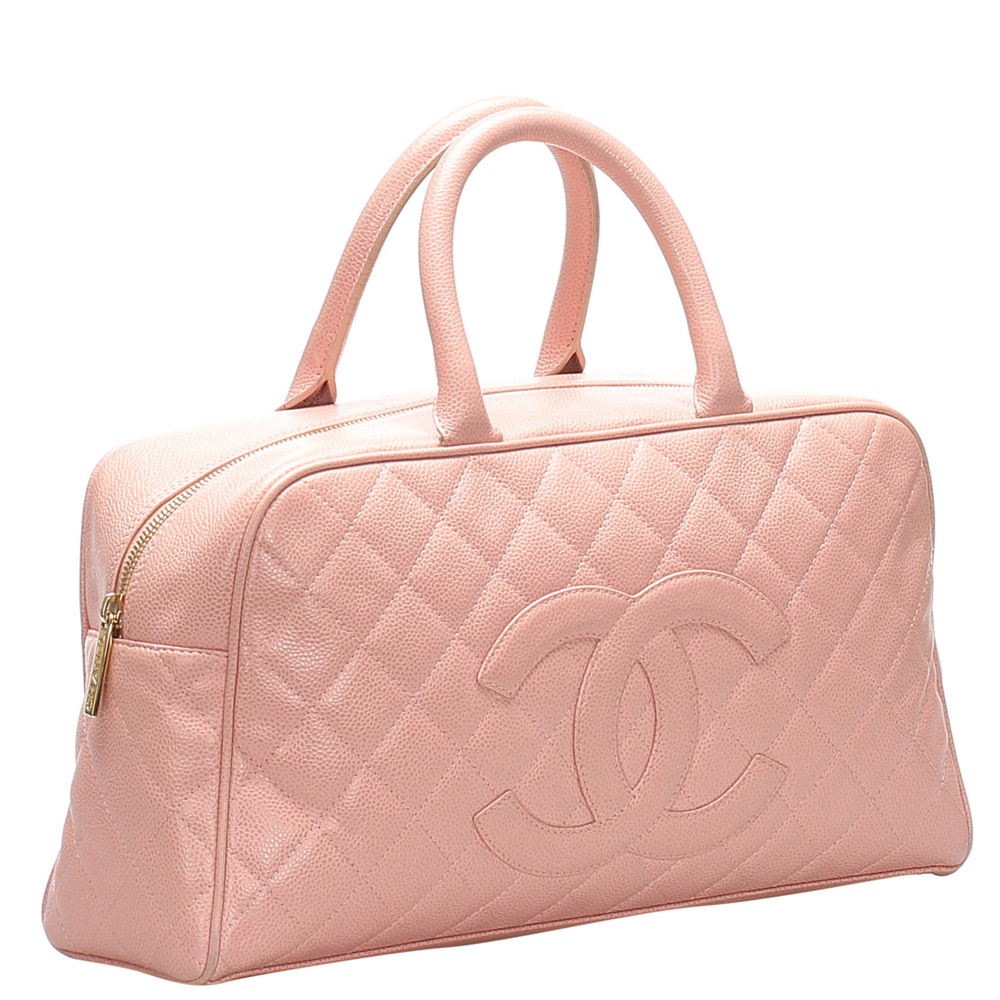 

Chanel Pink Leather Timeless Bowler Large Bag