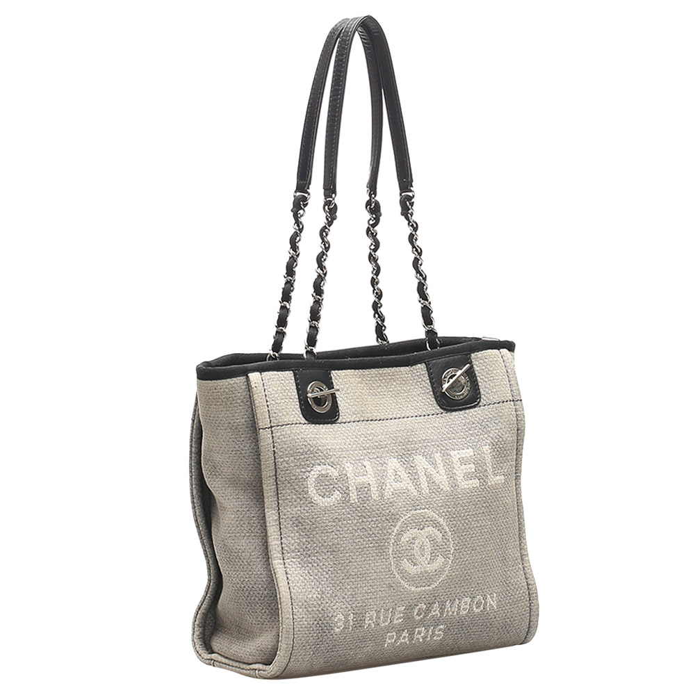 

Chanel Grey Canvas Deauville Bag, Black