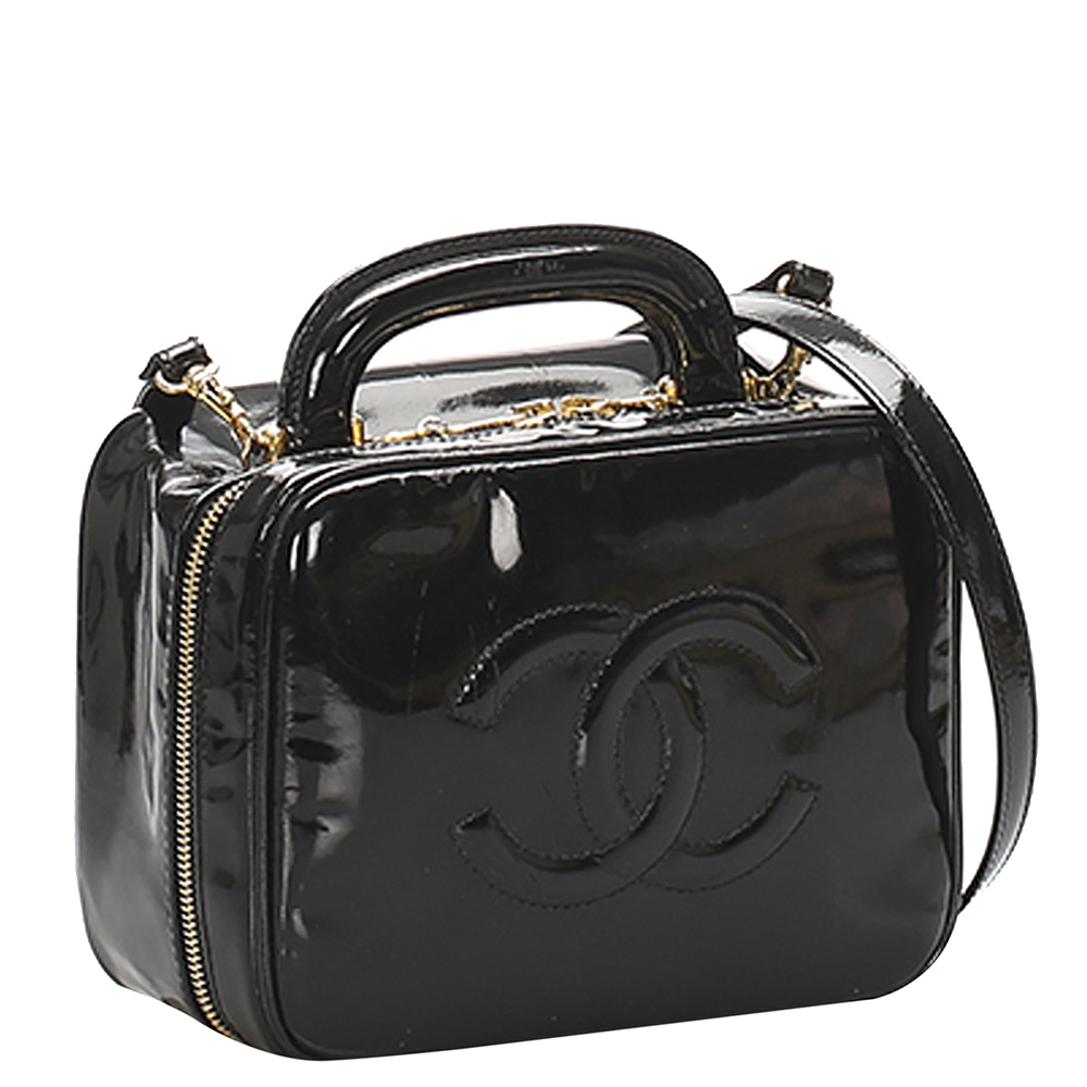 

Chanel Black Patent Leather CC 2way Vanity Bag