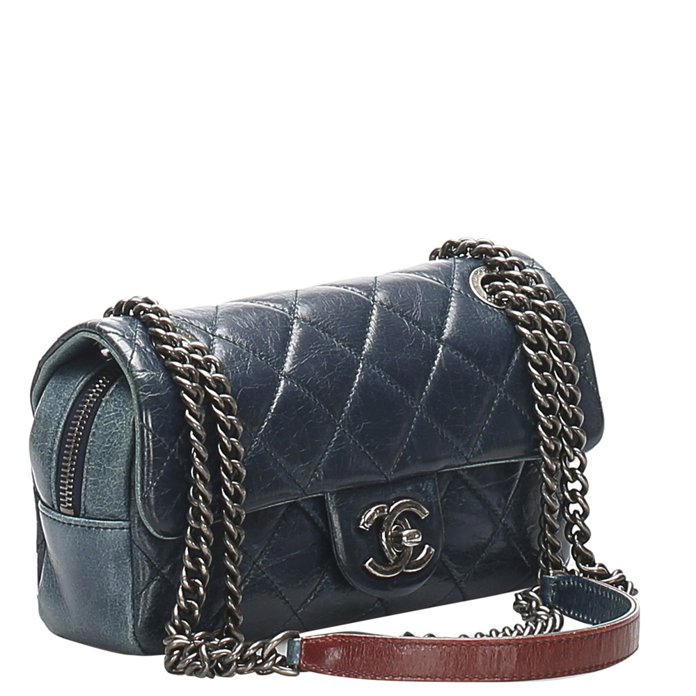 

Chanel Blue Quilted Leather Vintage CC Flap Bag