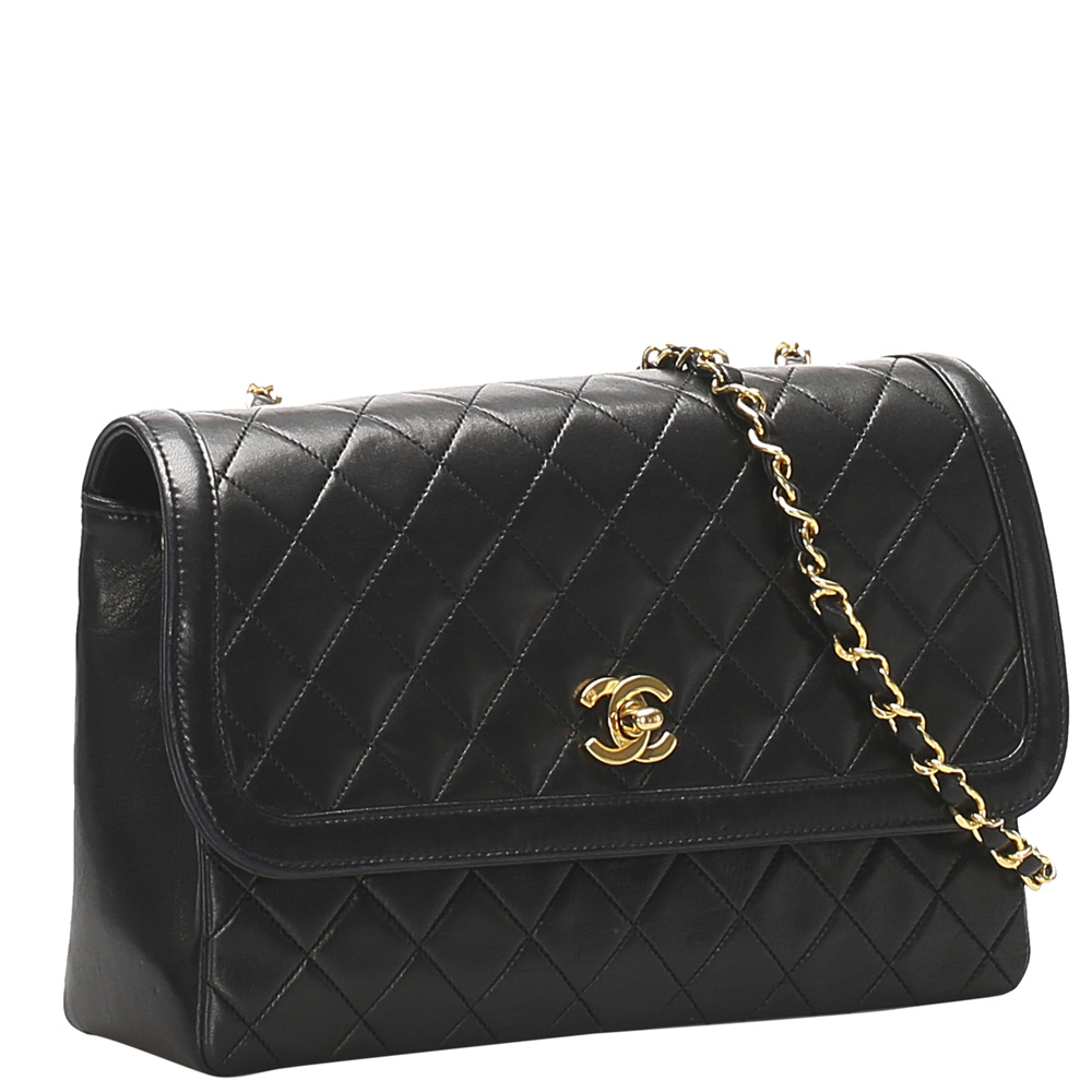 

Chanel Black Lambskin Leather CC Flap Bag