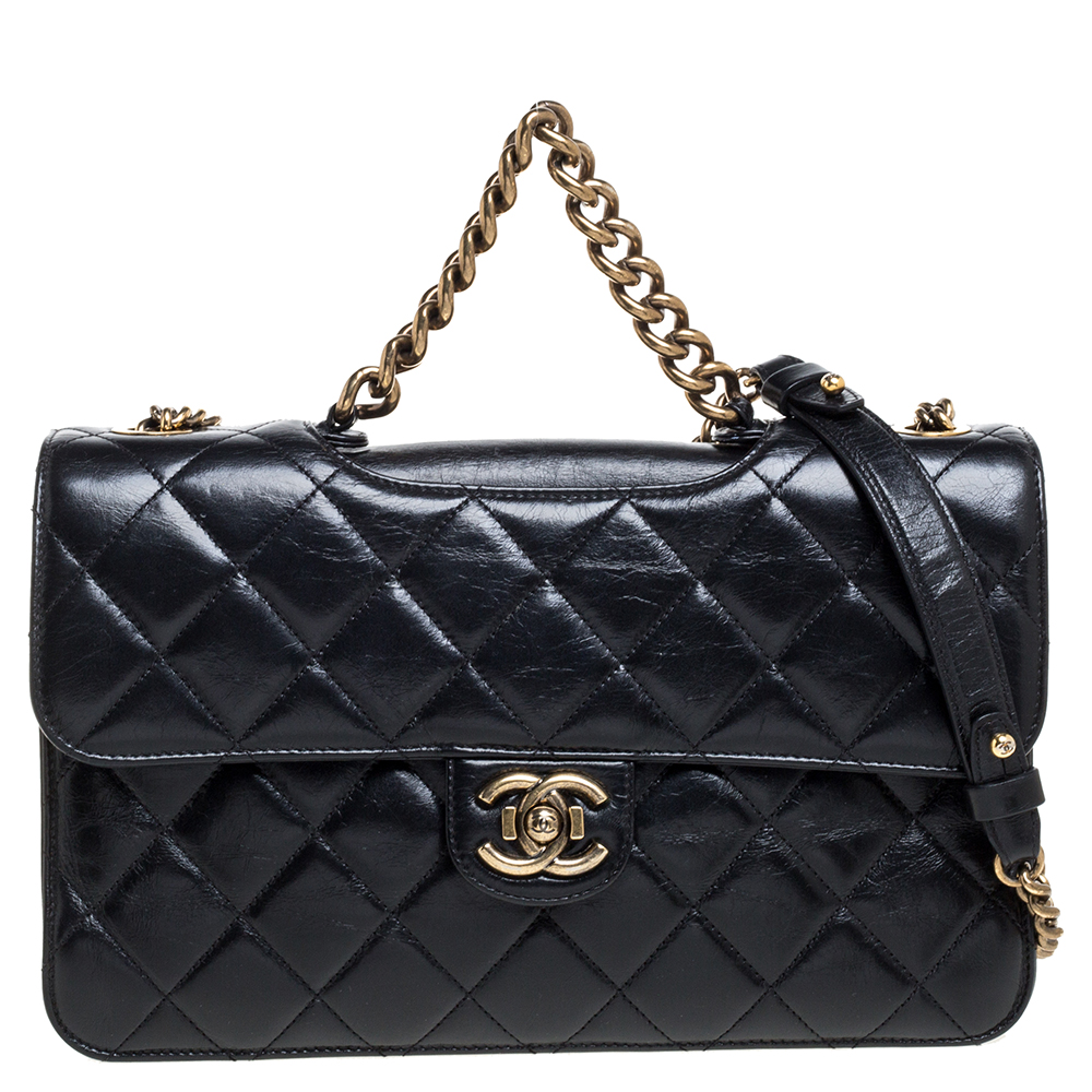 Chanel Black Quilted Leather Large Perfect Edge Flap Bag