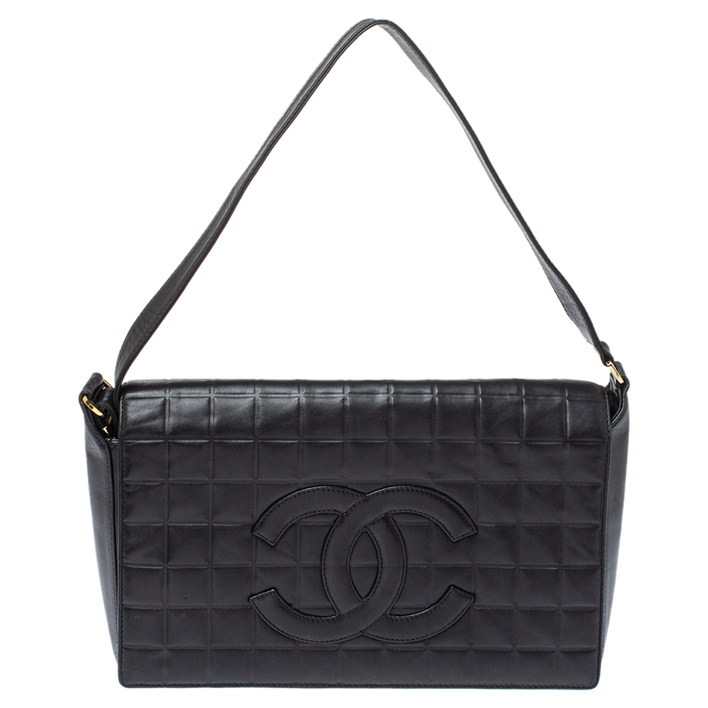 مملوكة مسبقًا Chanel Black Choco Bar Quilted Leather CC Flap Bag