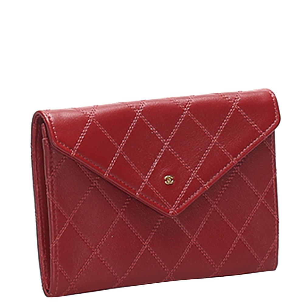 

Chanel Red Leather CC Wild Stitch Wallets