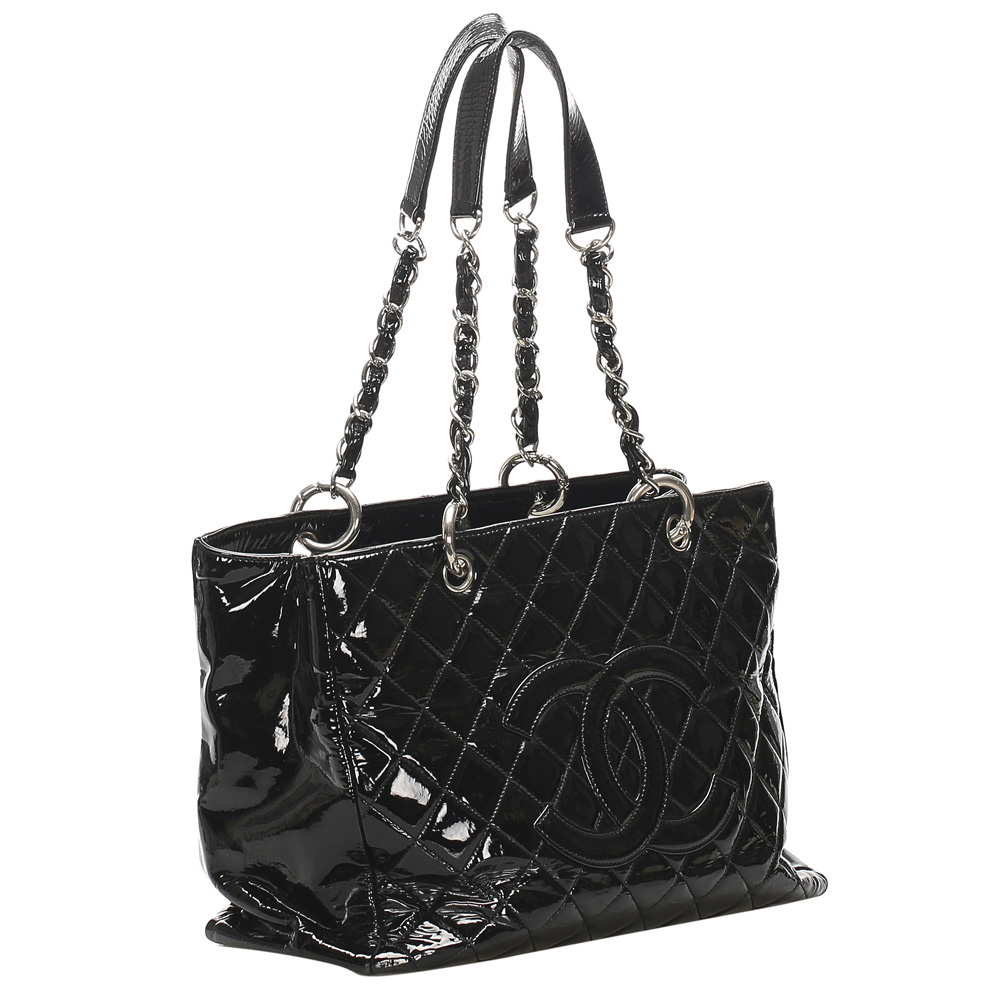 

Chanel Black Patent Leather Grand Shopping Tote Bag