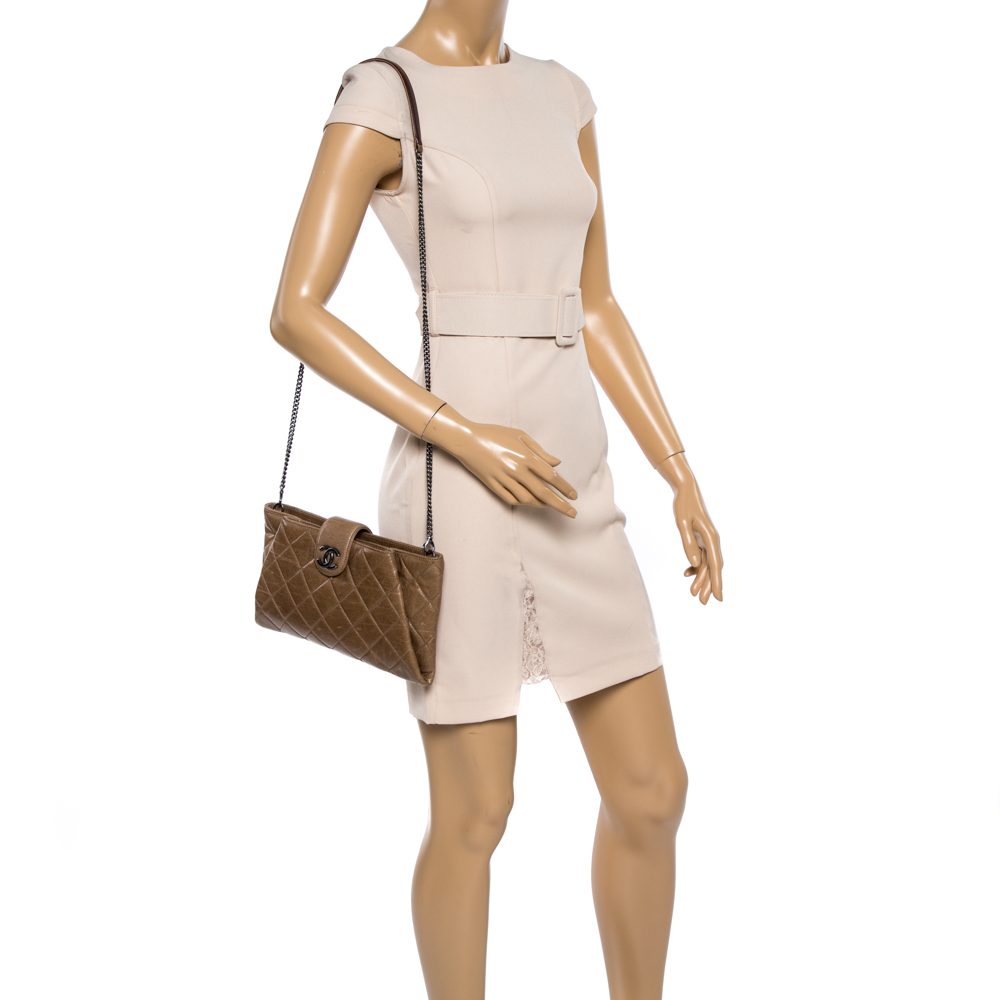

Chanel Beige Quilted Leather Front Pocket Chain Bag