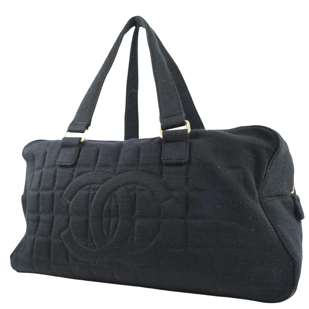 

CHANEL Town Bag Chocolate Bar Cotton Canvas Black Women's Handbag