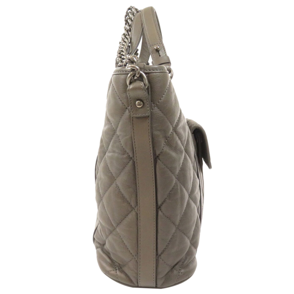 

Chanel Black Quilted Leather Shopping Large Tote Bag, Grey