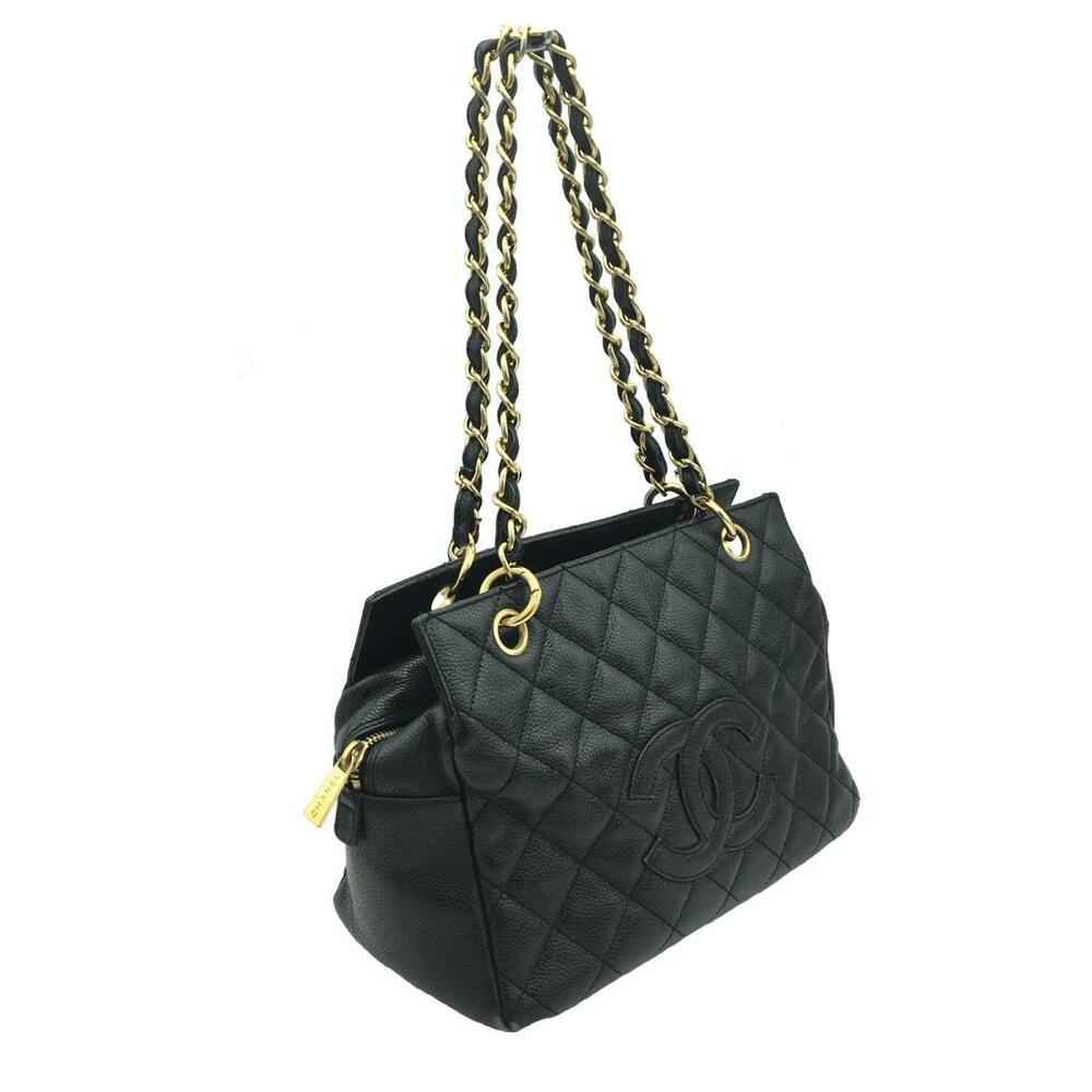 

Chanel Black Caviar Leather Grand Shopping Tote Bag