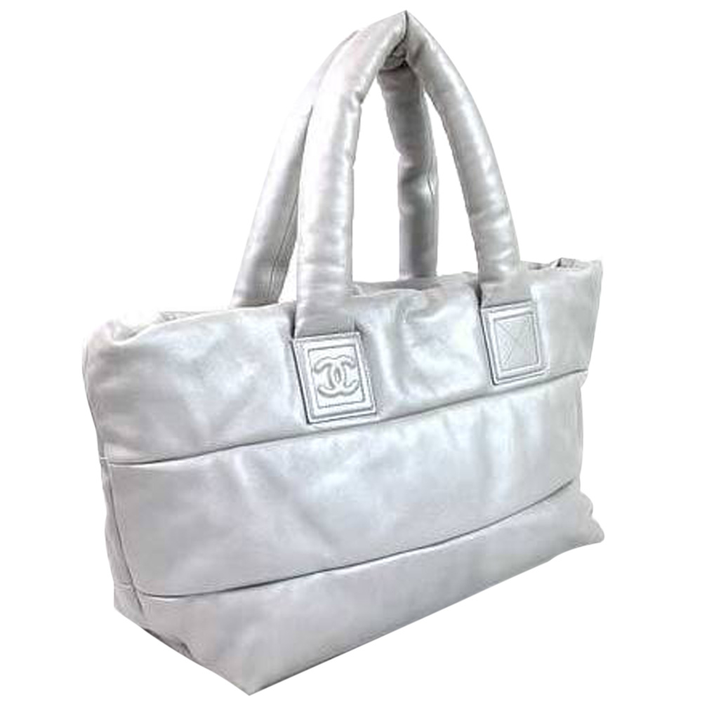 

Chanel Silver Metallic Leather Coco Cocoon Reversible Tote Bag