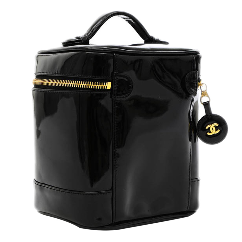 

Chanel Black Patent Leather Vintage Vanity Case Bag