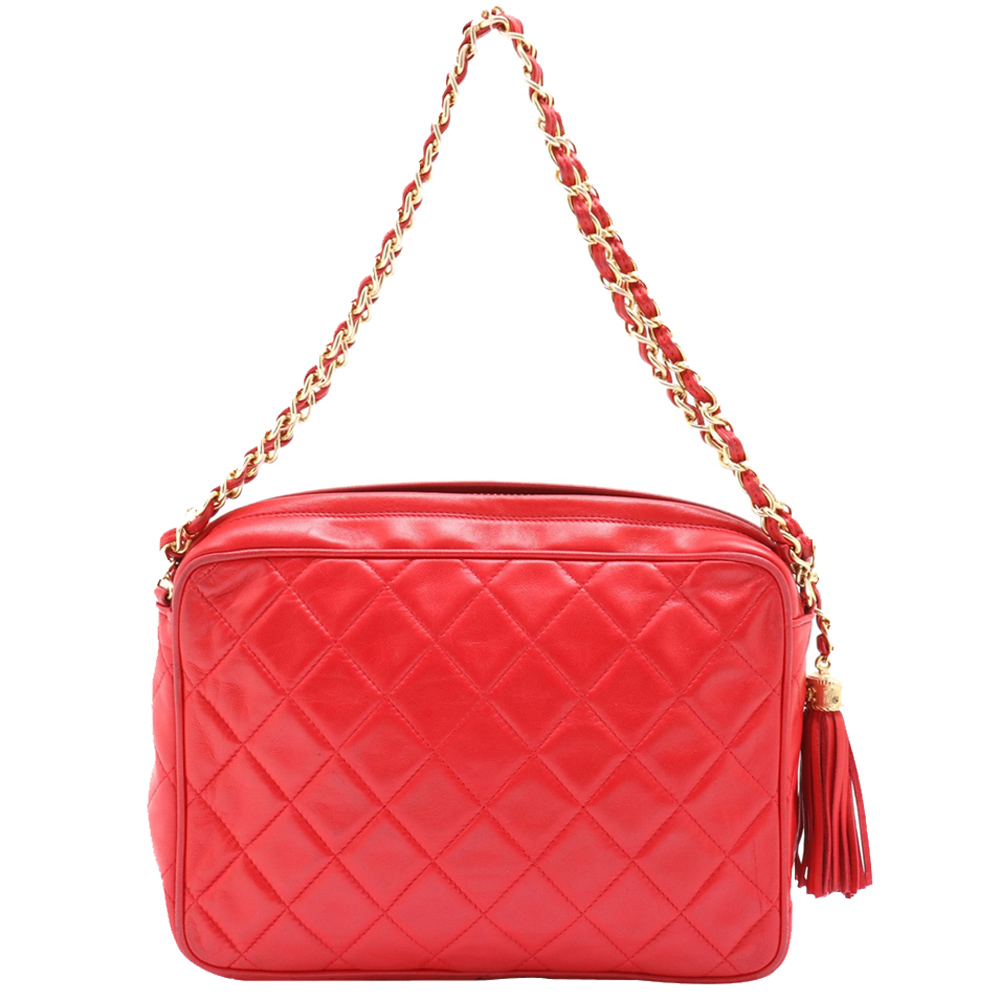 

Chanel Red Lizard Leather Vintage Camera Bag