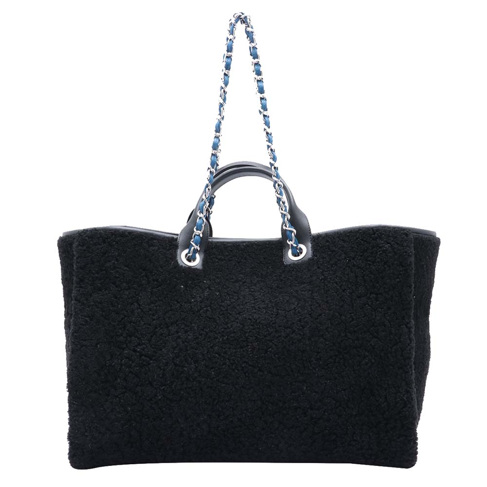 

Chanel Black Shearling Deauville  Tote Bag