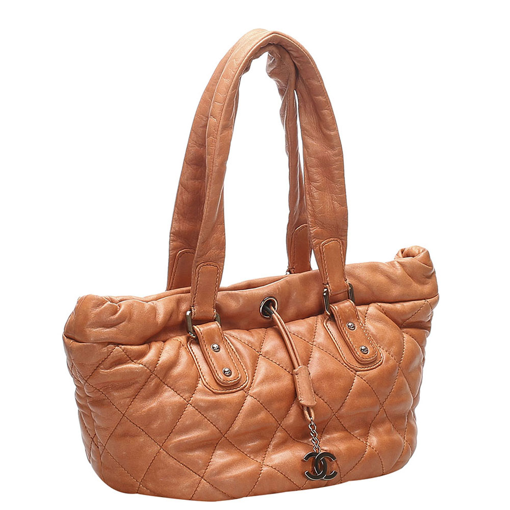

Chanel Orange Quilted Leather CC Vintage Bag
