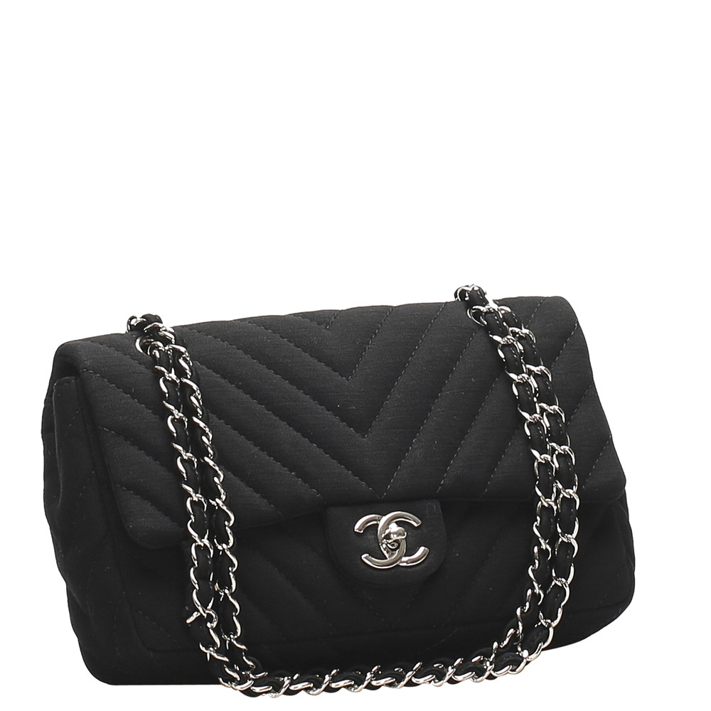 

Chanel Black Fabric Vintage Jersey Flap Bag