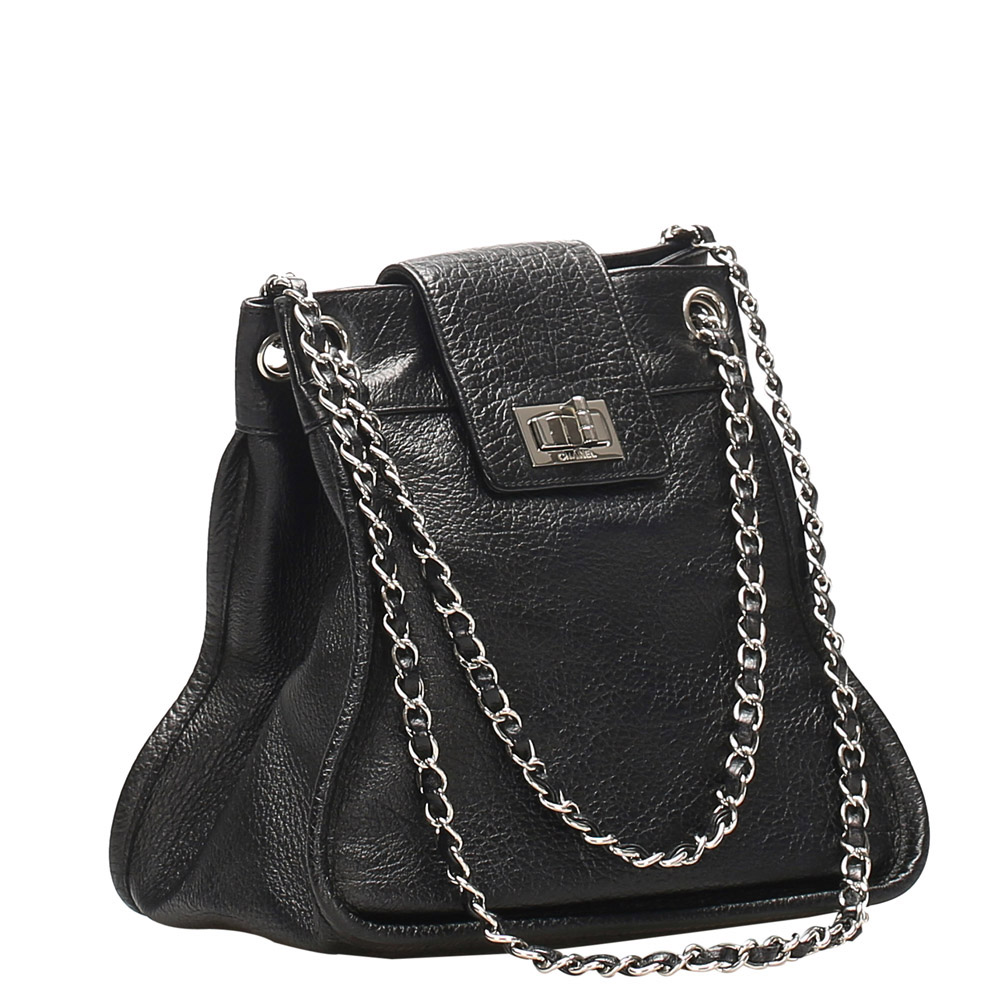 

Chanel Black Leather Mademoiselle Accordion Bag