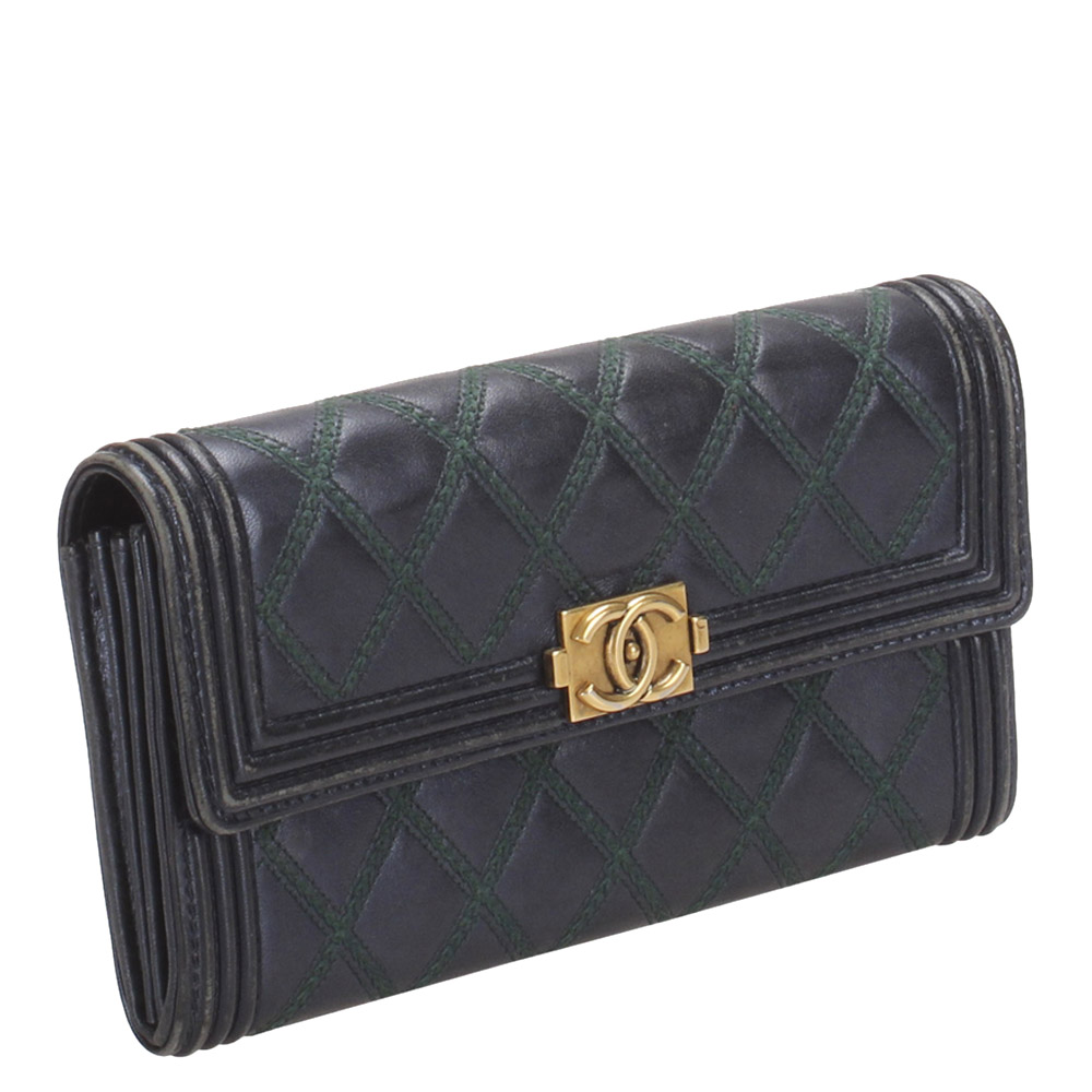 

Chanel Black Leather Wild Stitch Boy Wallet