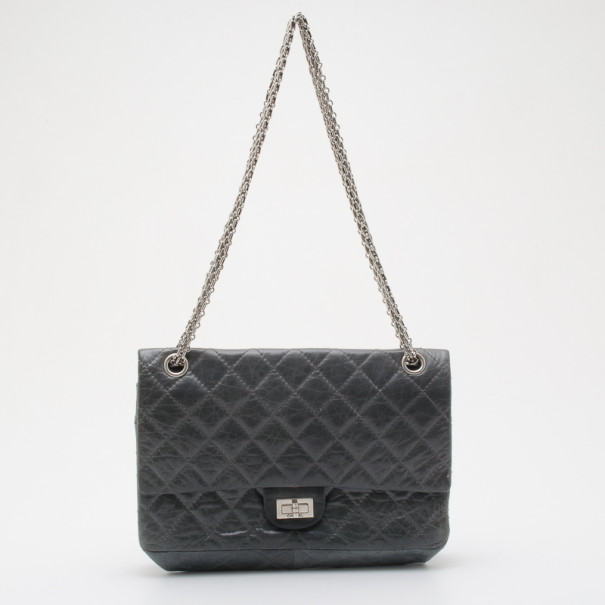 Pre Owned Chanel Limited Edition 50th Anniversary Grey 2.55 Flap bag